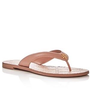 Tory Burch Leather Monroe Thong Sandals Tan
